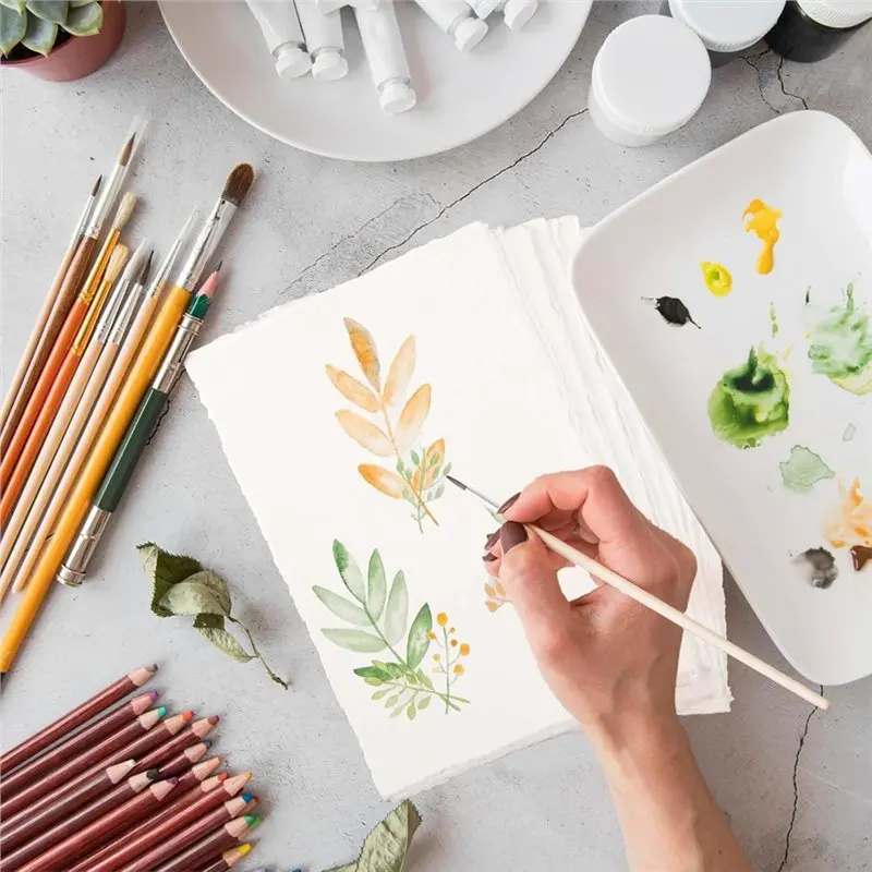 ABVG-ورق أبيض مصنوع يدويًا 25 قطعة ورق ألوان مائية 300 جرام في المتر المربع، لبطاقات المعايدة دهان داي 15.2 × 10.2 سم