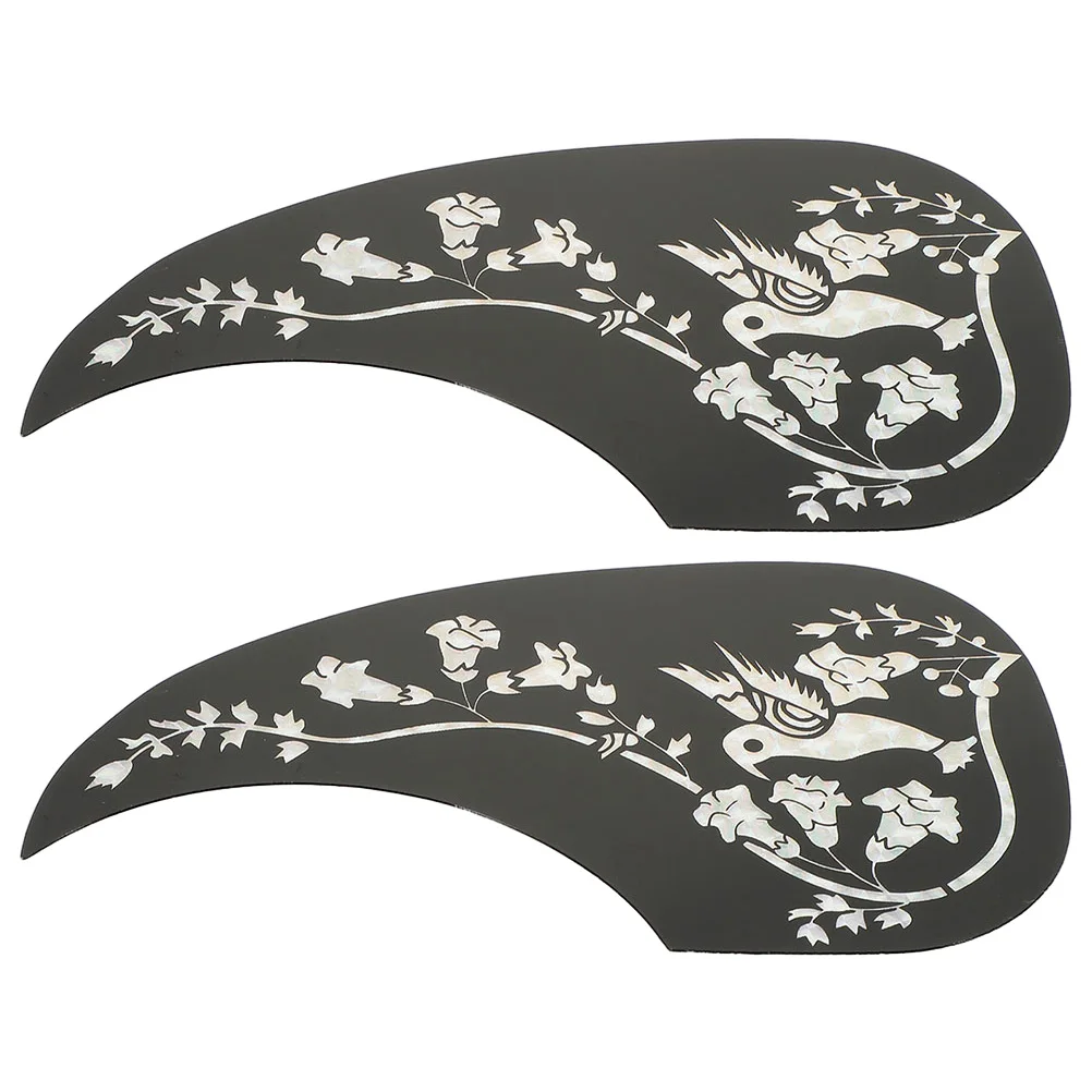 

2pcs Guitar Pickguard Plate Acoustic Folk Protective Wood 40-41 Inch Black Silver Bird Pattern Scratch Proof Decorative