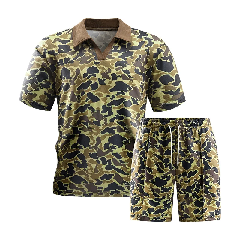 

Men's Zipper Polo Shirt and Shorts for Casual Wear, Fashionable and Stylish, Perfect for All Occasions, Suitable for Traveling.