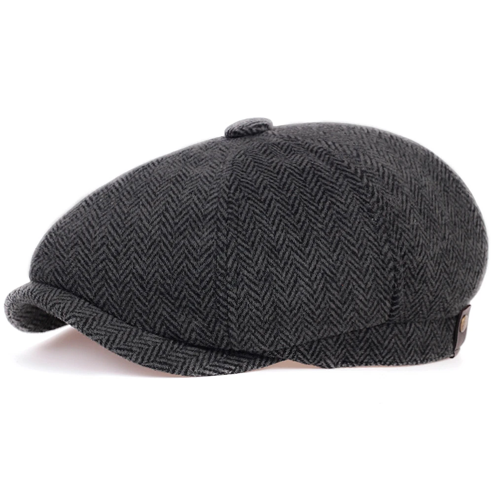 Winter-Flatcap aus Wolle, Vintage Achteckmütze, Herren Cabbie-Mütze, Ivy-Ohrenmütze, Irische Jagdmütze mit Ohrenklappen, Herren Newsboy-Mütze – Detail 1