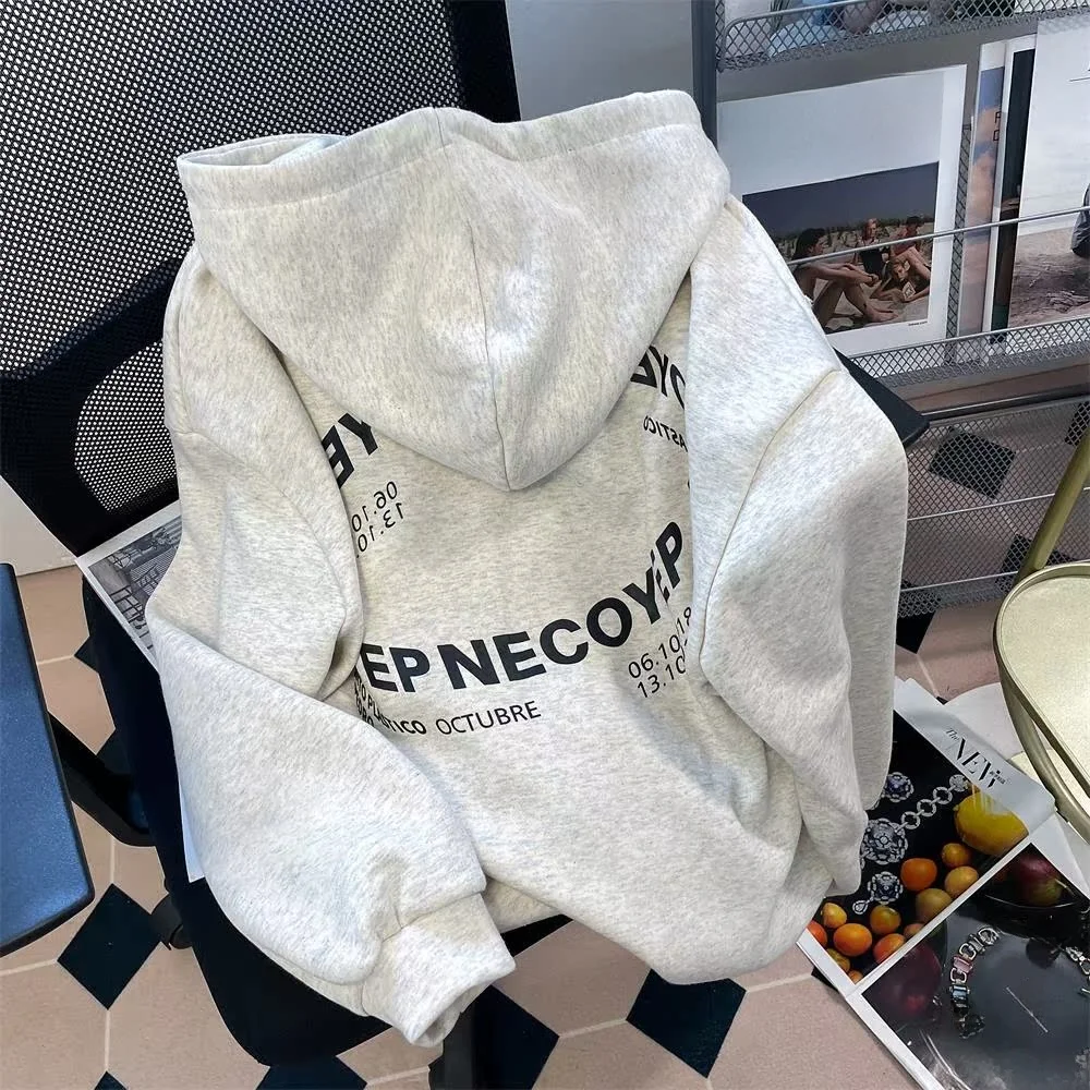 

Мужская свободная толстовка с капюшоном большого размера, 300 Pou Street Chic, в гонконгском стиле, с буквенным принтом, в американском университетском стиле, осень-зима