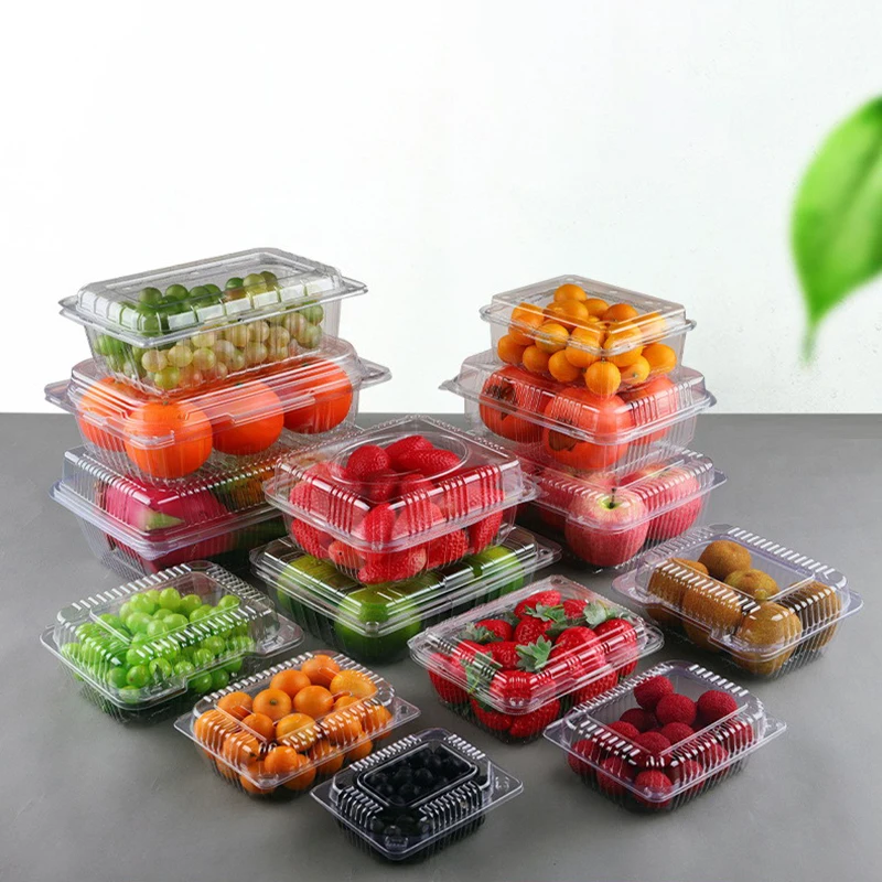 100pcs Transparent Plastic Packaging Box Disposable Fruit Box Food Preservation Takeaway Pastry Cake Snack Packaging Box