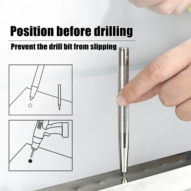 لكمة مركزية احترافية، لكمة سبوت فولاذية CR-V مقواة للمعادن، أداة تحديد موقع ثقب الحفر الدقيقة وأداة المبتدئين