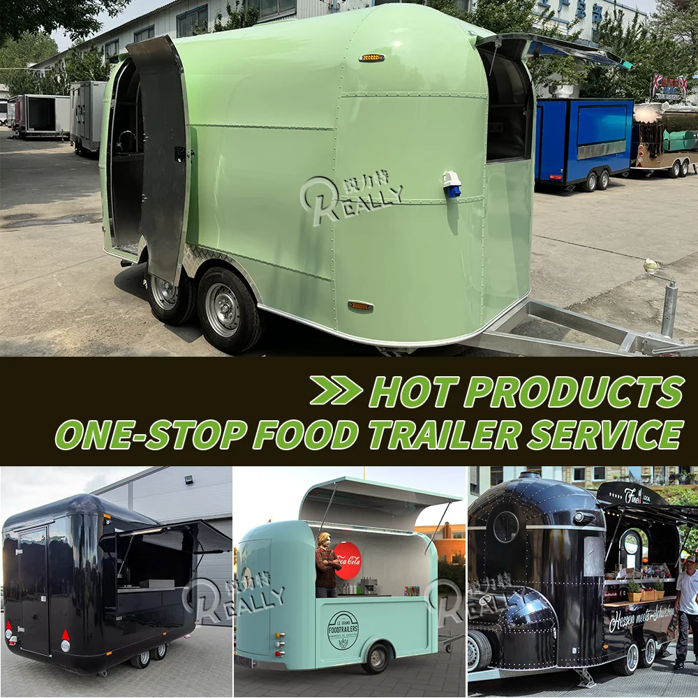 Truk Makanan Stainless Steel Trailer Makanan Kustom Dengan Peralatan Dapur Lengkap Gerobak Es Krim Jalanan Trailer Katering Dijual