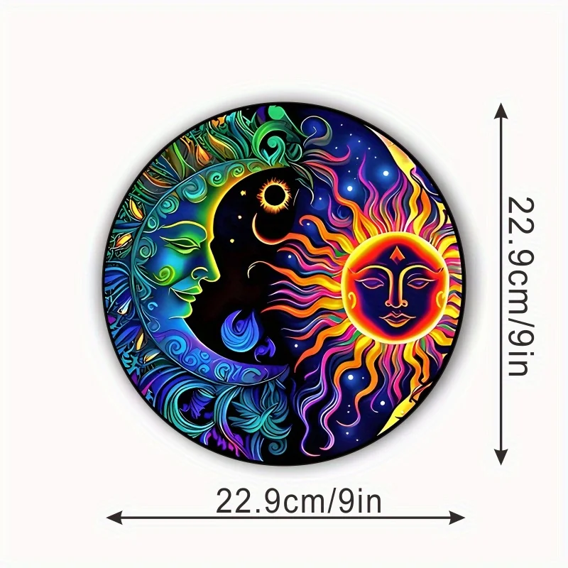 ملصق زجاجي ثابت للتشبث لديكور المنزل ، ملصق نافذة لاصق ، صائد شمس ملون ، ديكور شمس وقمر ، RV ، مجاني ، 1: 68