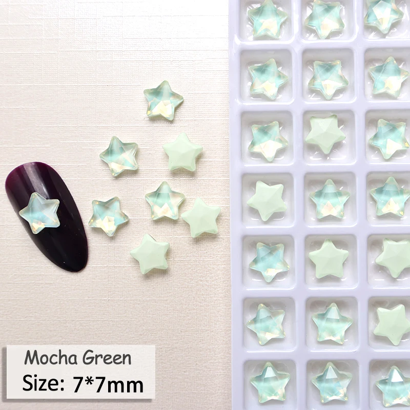 Mocha Microtip Series 7MM Star Mix Color Glass Crystal Nail Art Rhinestone 30/100Pcs DIY Manicure Shiny Diamond