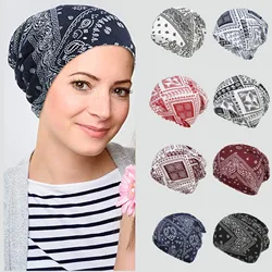 Women's Cashew Flower Head Hat Sleep Chemo Hat Beanie Turban Hat Scarf Chemotherapy Beanie Cap Hijab Headwear Wrap Hair Access