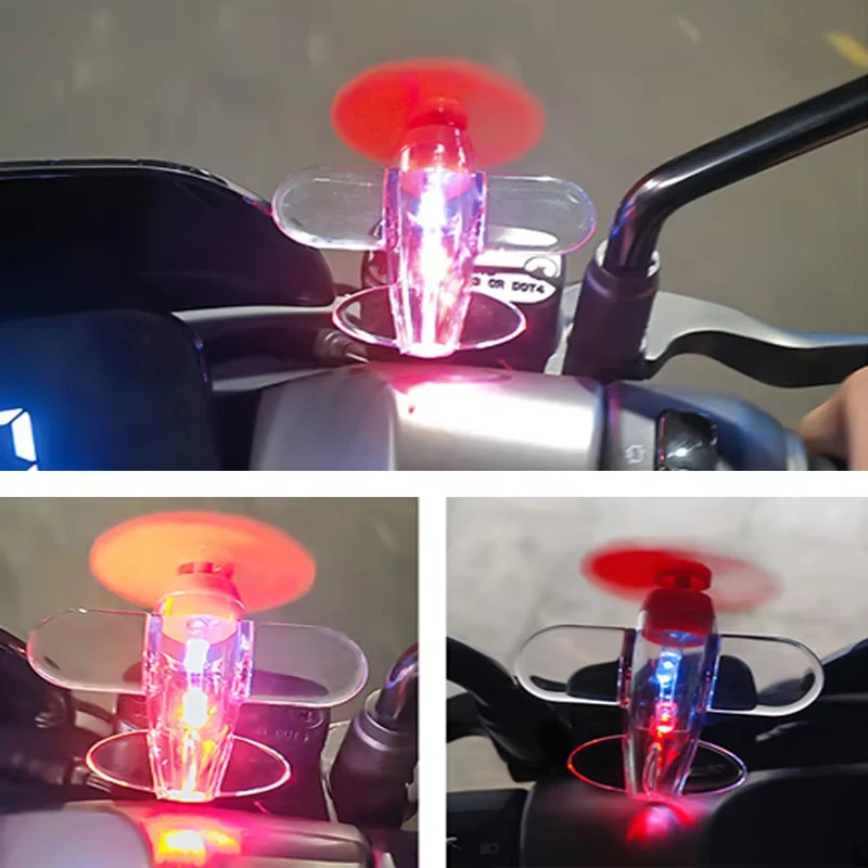 Wind Powered LED Airplane Ornament for Motorcycles Handbar Car  Rearview Mirror At Night Rotating  LED Lights Decoration
