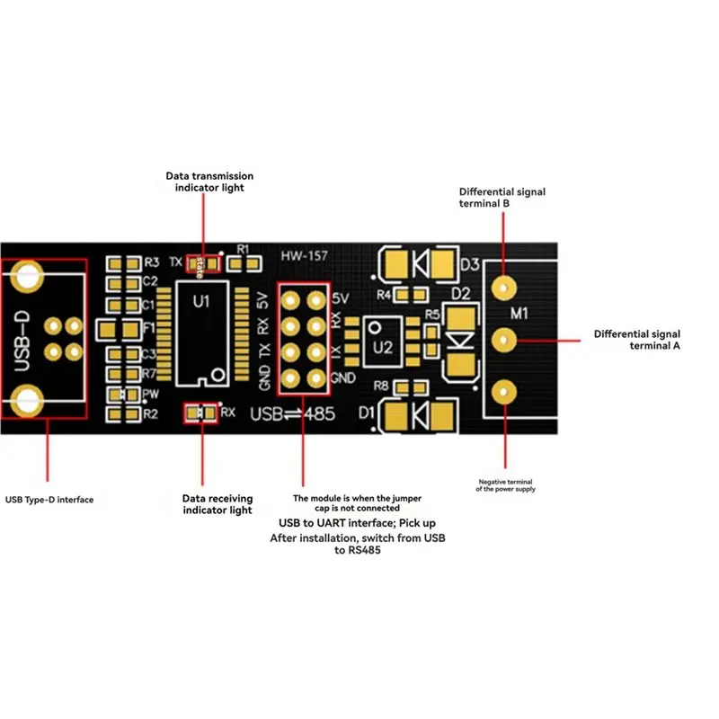 Efficientt-20X FT232 Chip USB To TTL/RS485 Converter Dual Function USB To 485 Module