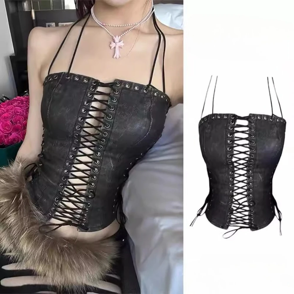 

Vest Camisole Black Women's Y2k Crop Tops Sleeveless Off Shoulder 2025 Summer Fashion Streetwear Casual Chic Vintage Tank Tops