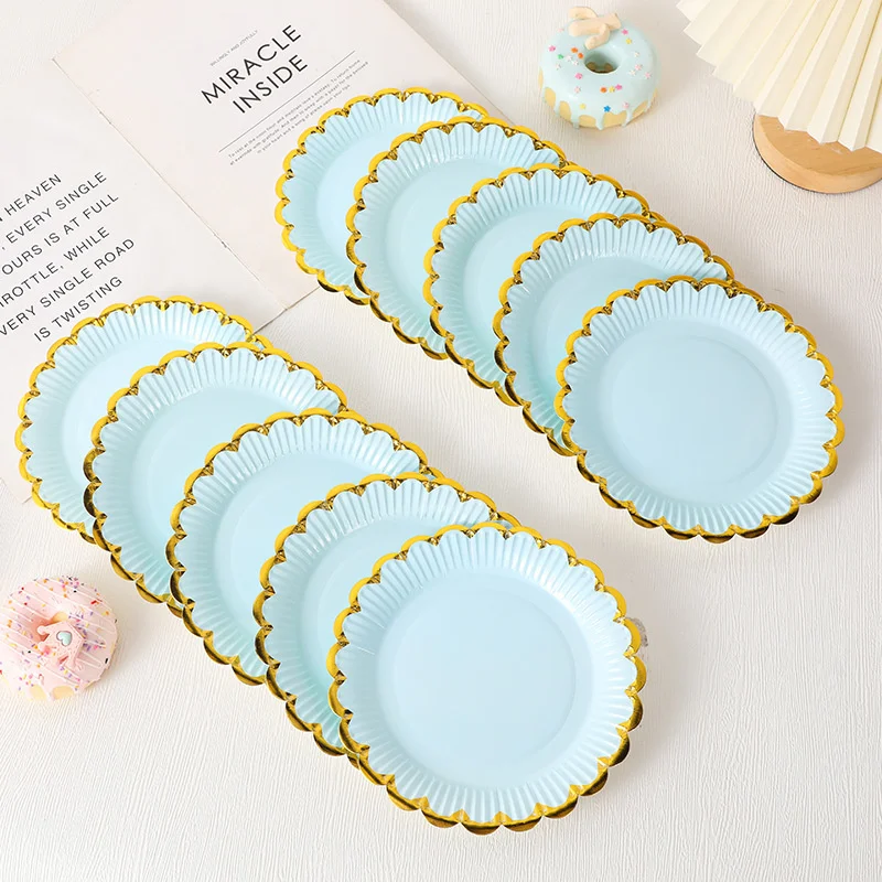 

10pcs 7 inch paper tray Disposable cake plate lace paper plate party scene decoration disposable paper plate cake display