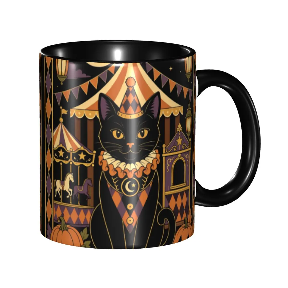 Halloween Black Cats Mug Cute Spooky Carnival Circus Coffee Cup Gifts For Kids Adult