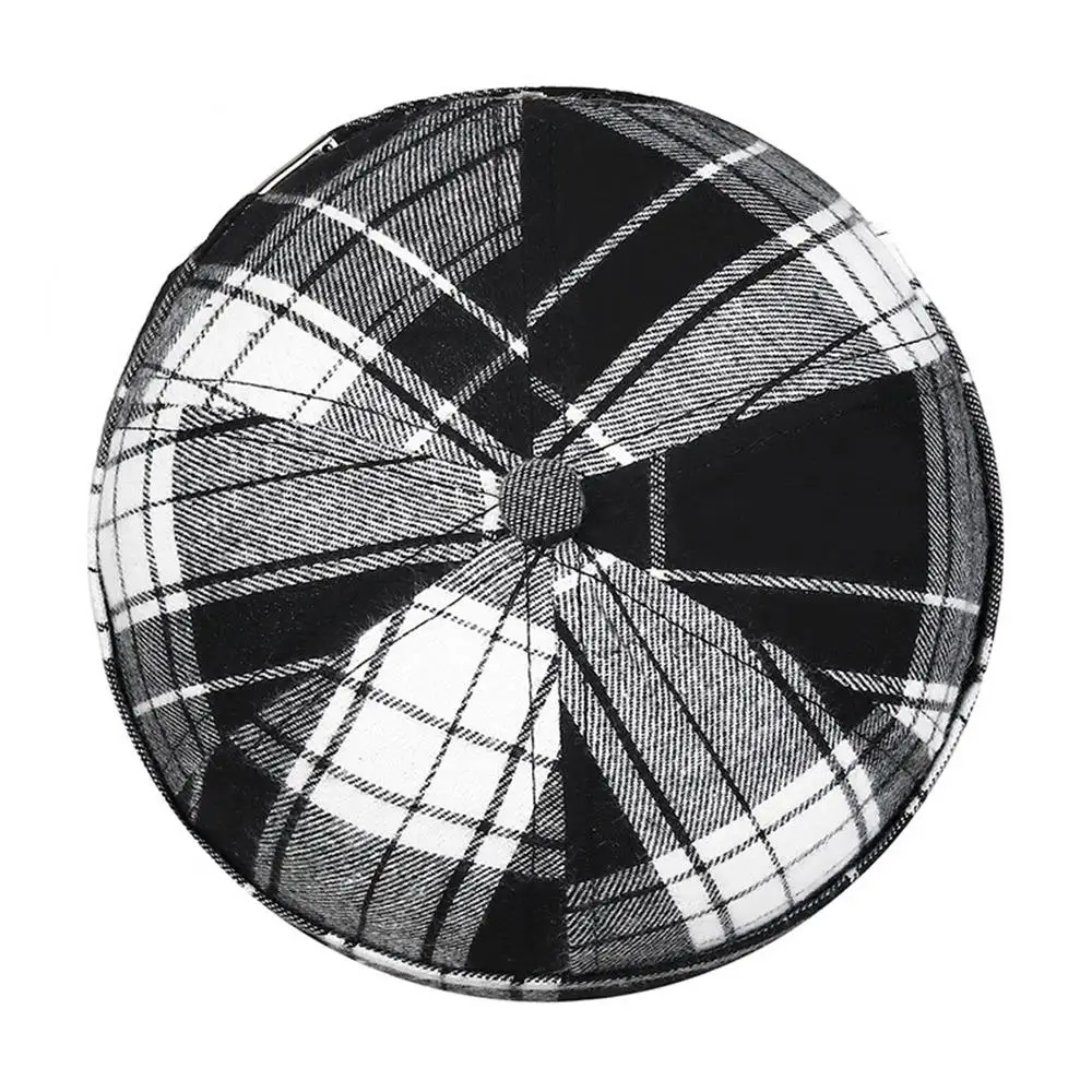 Berretto in pelle di melone autunnale Cappello da padrone di casa scozzese Berretto Docker Cappelli a cuffia a quadretti grandi Cappello senza tesa regolabile Cappellini di melone da strada unisex