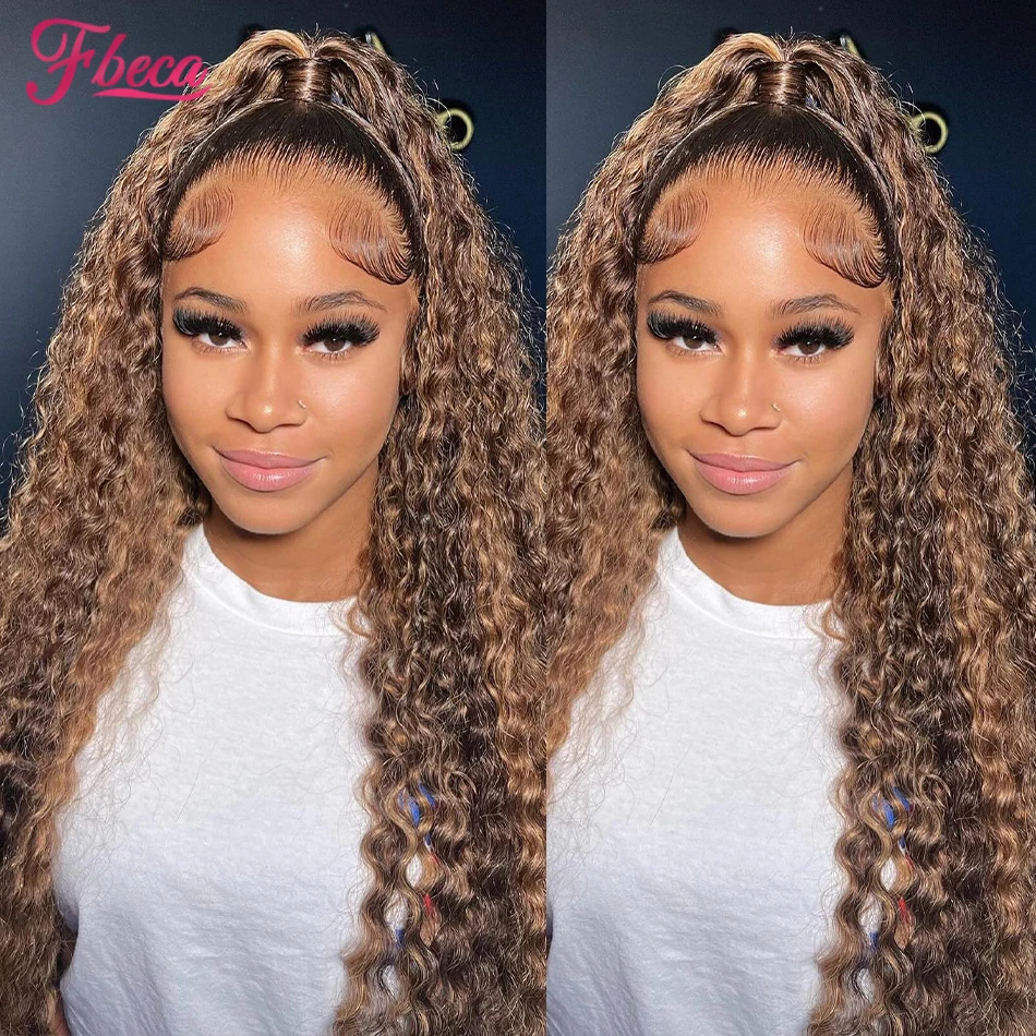 

32 36 Inch Kinky Curly Lace Frontal Human Hair Wig 13x4 Lace Front Wigs Highlight 4x4 Closure Human Hair Wig Natural Hairline