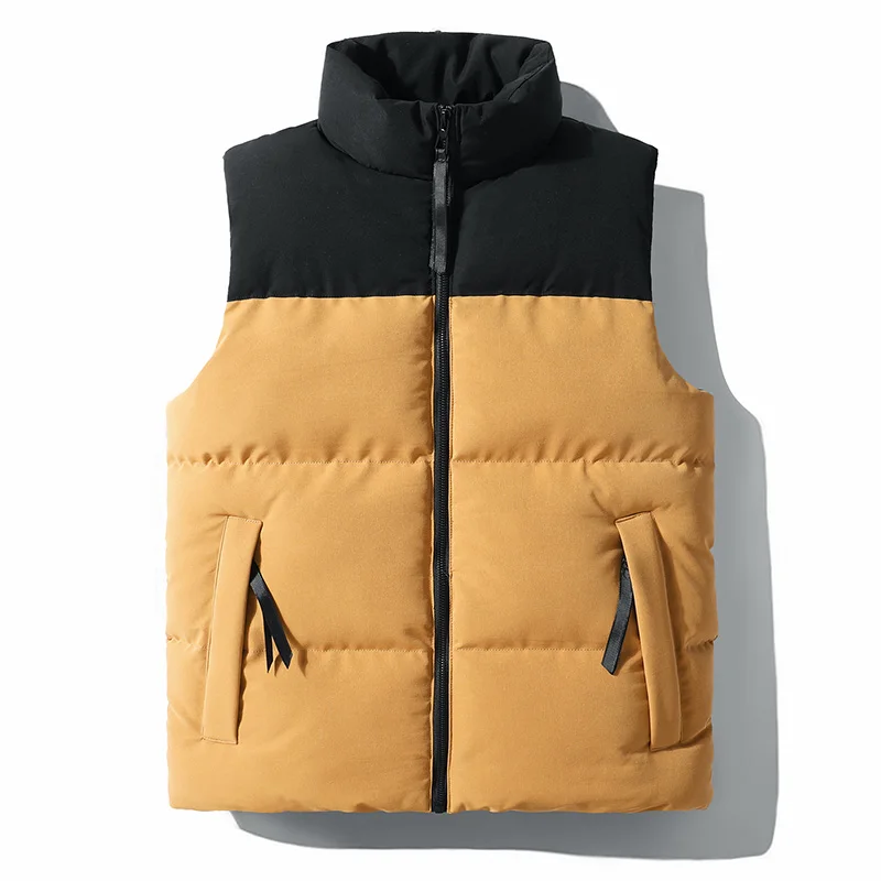 Bị Sinh Lực Nylon Đồng Bằng Đệm Bông Ép Qilted Áo Gilet Mùa Đông Ấm Cổ Đứng Tay Nóc Áo Khoác Bong Bóng Phối Áo Khoác Ngoài Plus