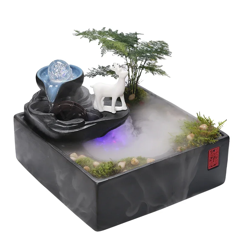 YY New Chinese Lucky Make a Fortune as Endless as Flowing Water Circulating Water Fengshui Wheel Fountain Gift