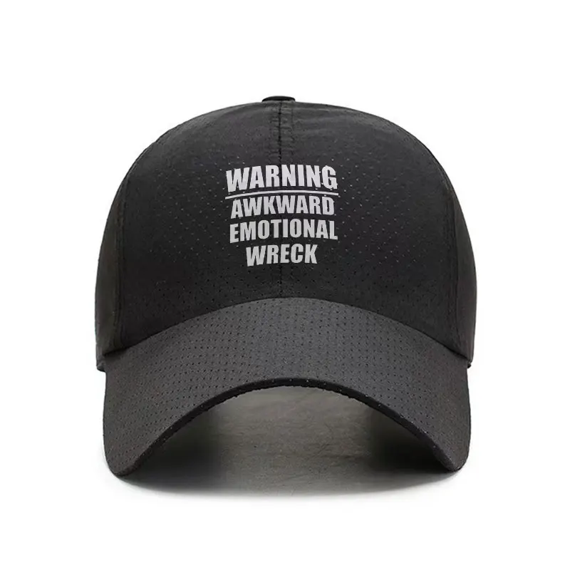 Warning Awkward Emotional Wreck Quick Dry Baseball Cap Breathable Adjustable Sports Hat