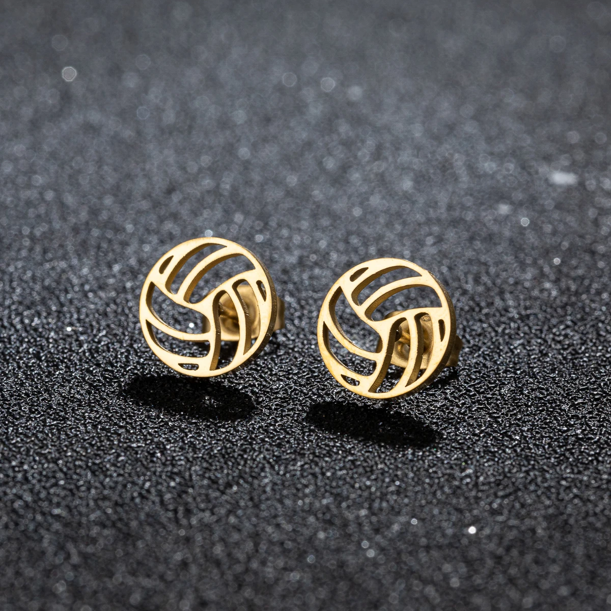 1Pair New Sports Small Volleyball Earrings Stainless Steel Fashion Sports Jewelry Wholesale