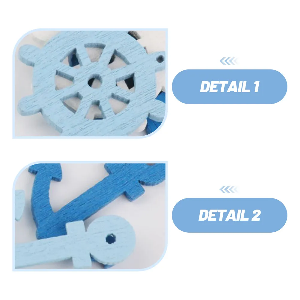 100 Pcs Wooden Anchor Mini Pendants Scrapbooking Home Embellishments Decorative Buttons Anchor Pendant (25x20mm Random Color) view 5