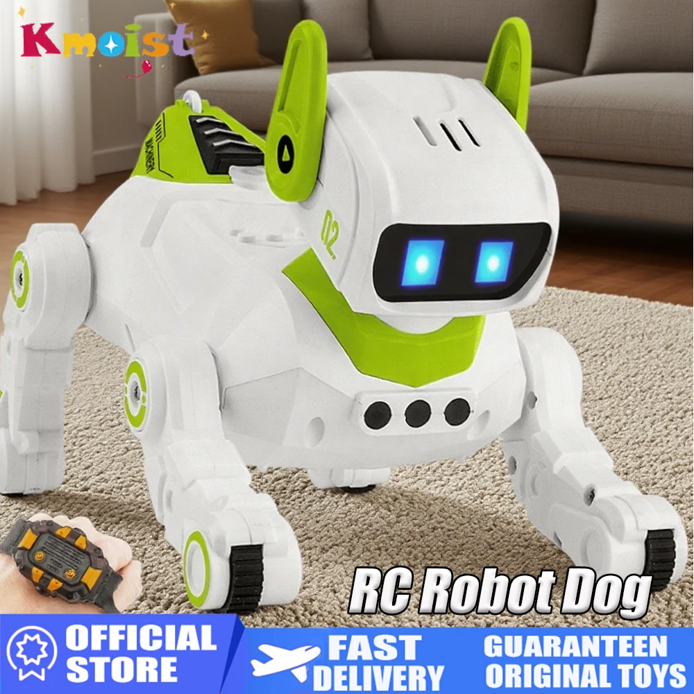 

Intelligent Robot 2.4G RC Smart Programming Stunt Dog Watch Dual Control Interactive Toys With Cool Spray Toy for Boys Kids Gift