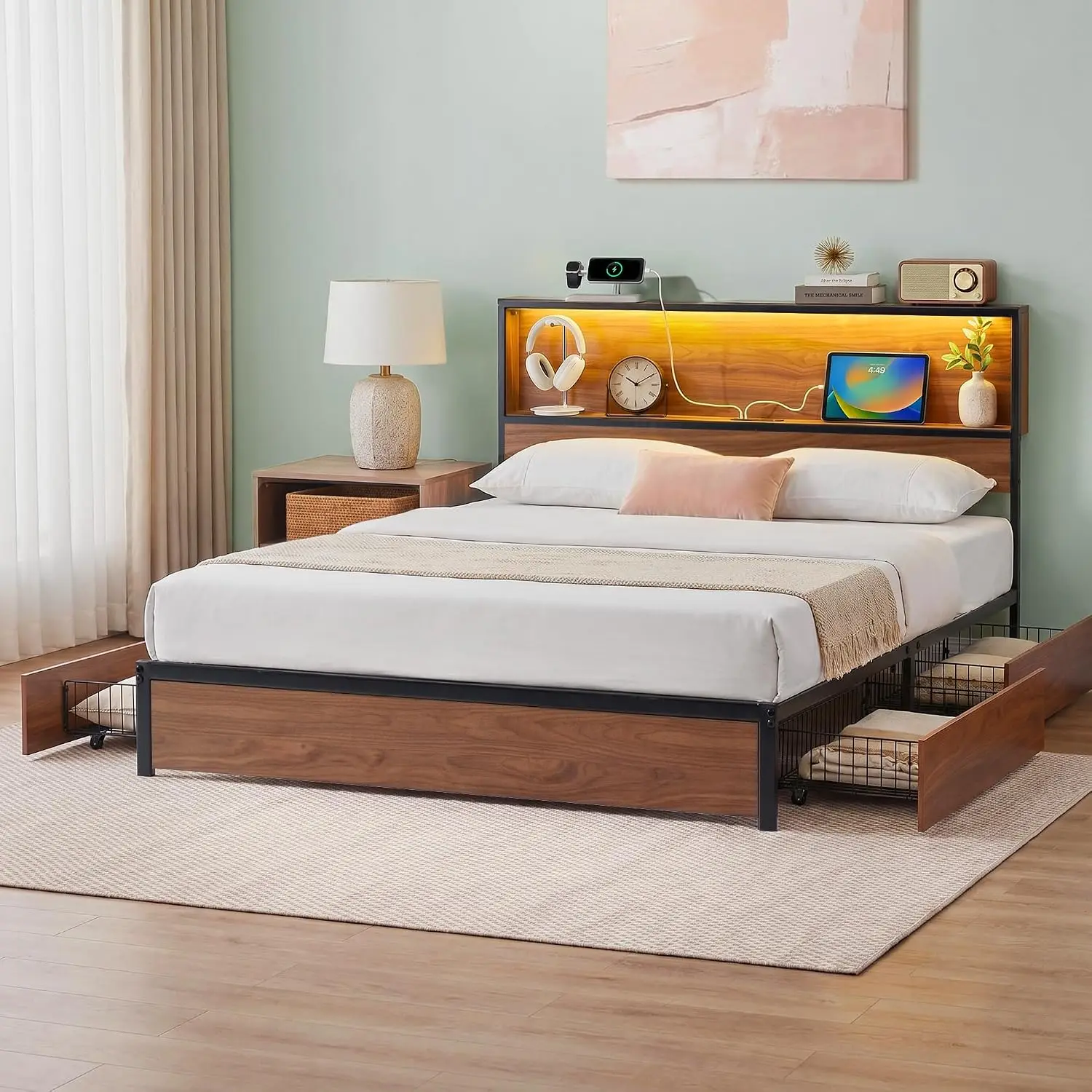 Kai Platform Bed Frame, Four Underbed Storage Drawers, King