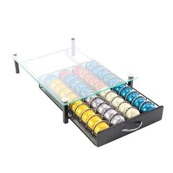 Nespresso Vertuo Pod Holder Drawer Coffee Pod Organizer Storage for Vertuoline Capsules Holder Glass Tray Dolce Gusto 40 Pods