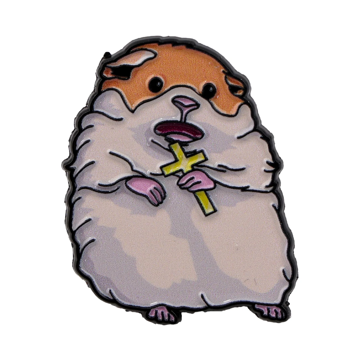 Cartoon Hamster Cross Lapel Pins for Backpack Soft Enamel Pin Brooch for Clothes Women Men Badges Jewelry Accessories