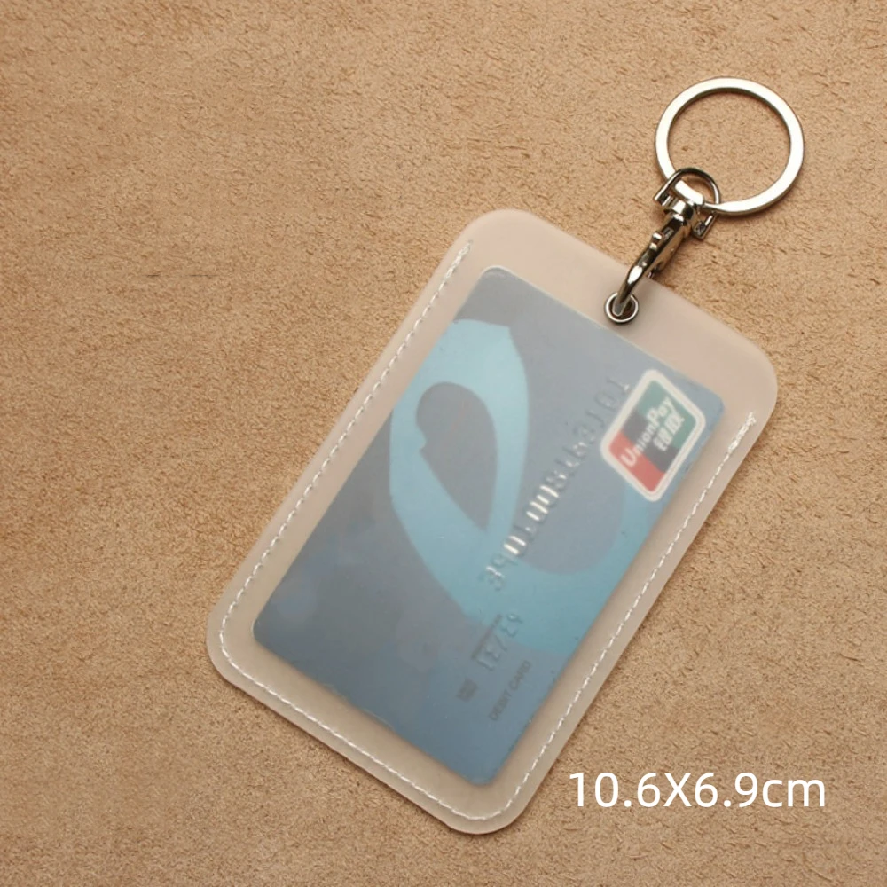 

Portable Transparent Bus Card Holder with Key Ring Metal Keyring Cards Protective Cases Mini Card Holder Bag