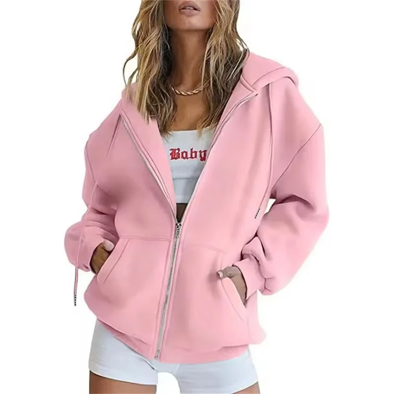 spring autumn Fashion zipper Women Hooded Sweatshirt cardigan Daily Long Sleeve tops Casual large size Hoodies Women Sweatshirt