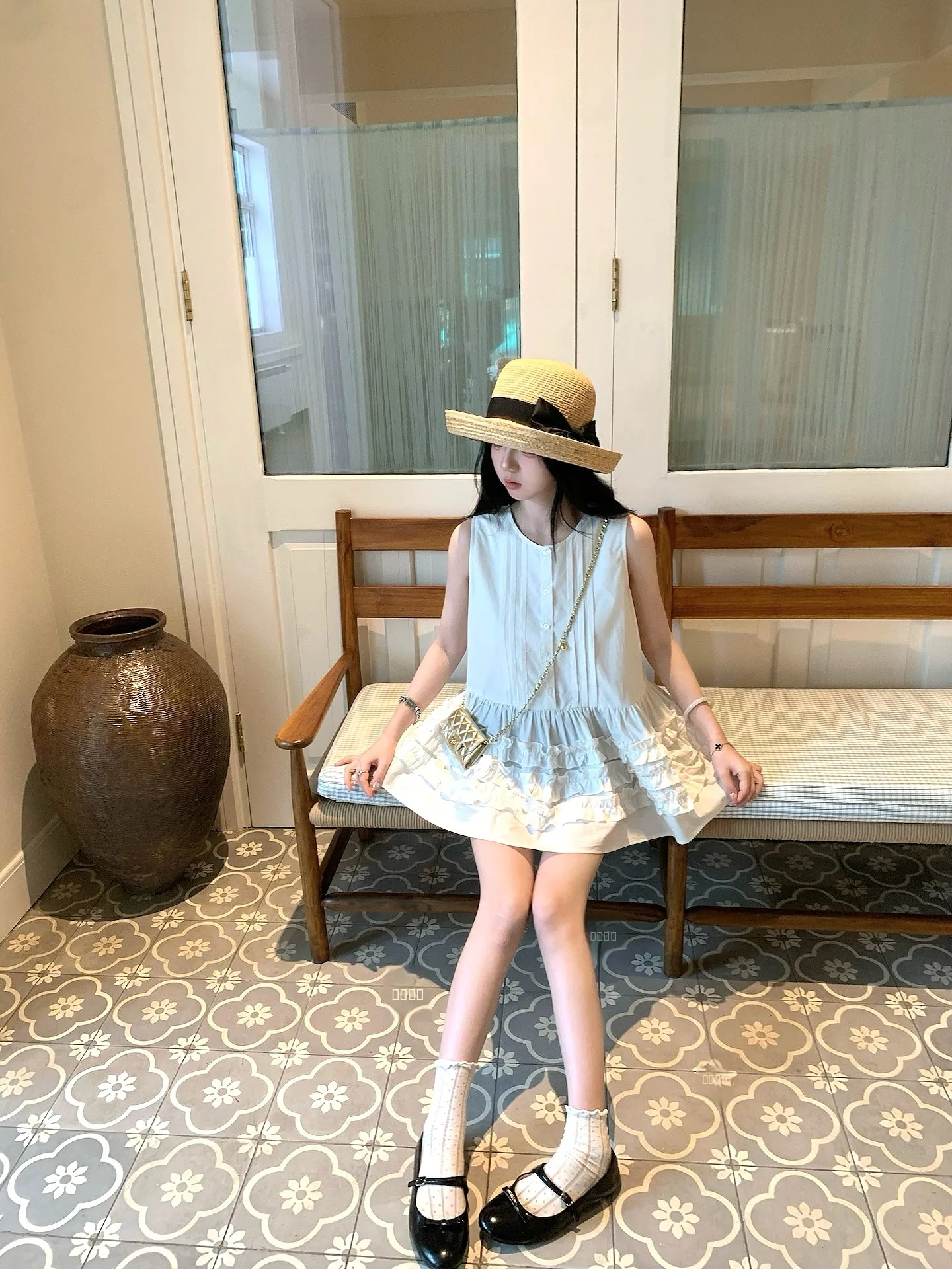 

White Svel Heavy Embellied irt with Lace Trim Sweet Sle Cotton Summer UV Protection round Ne Regular Length