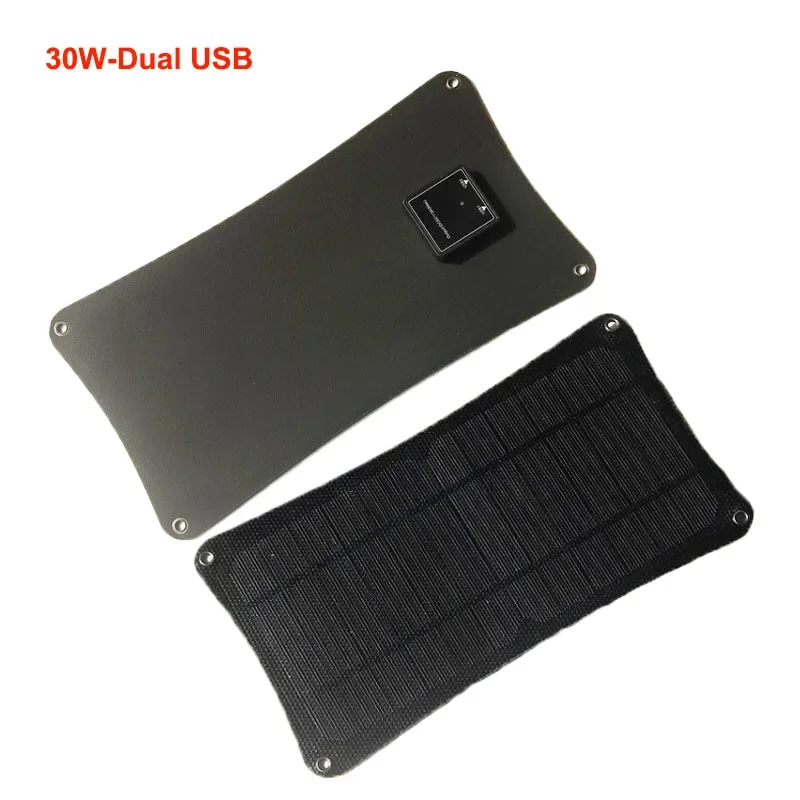 30W Solar Panel Dual/Single USB 5V Waterproof Solar Charger Portable Solar Cells Mobile Power Bank for Outdoor Camping Hiking