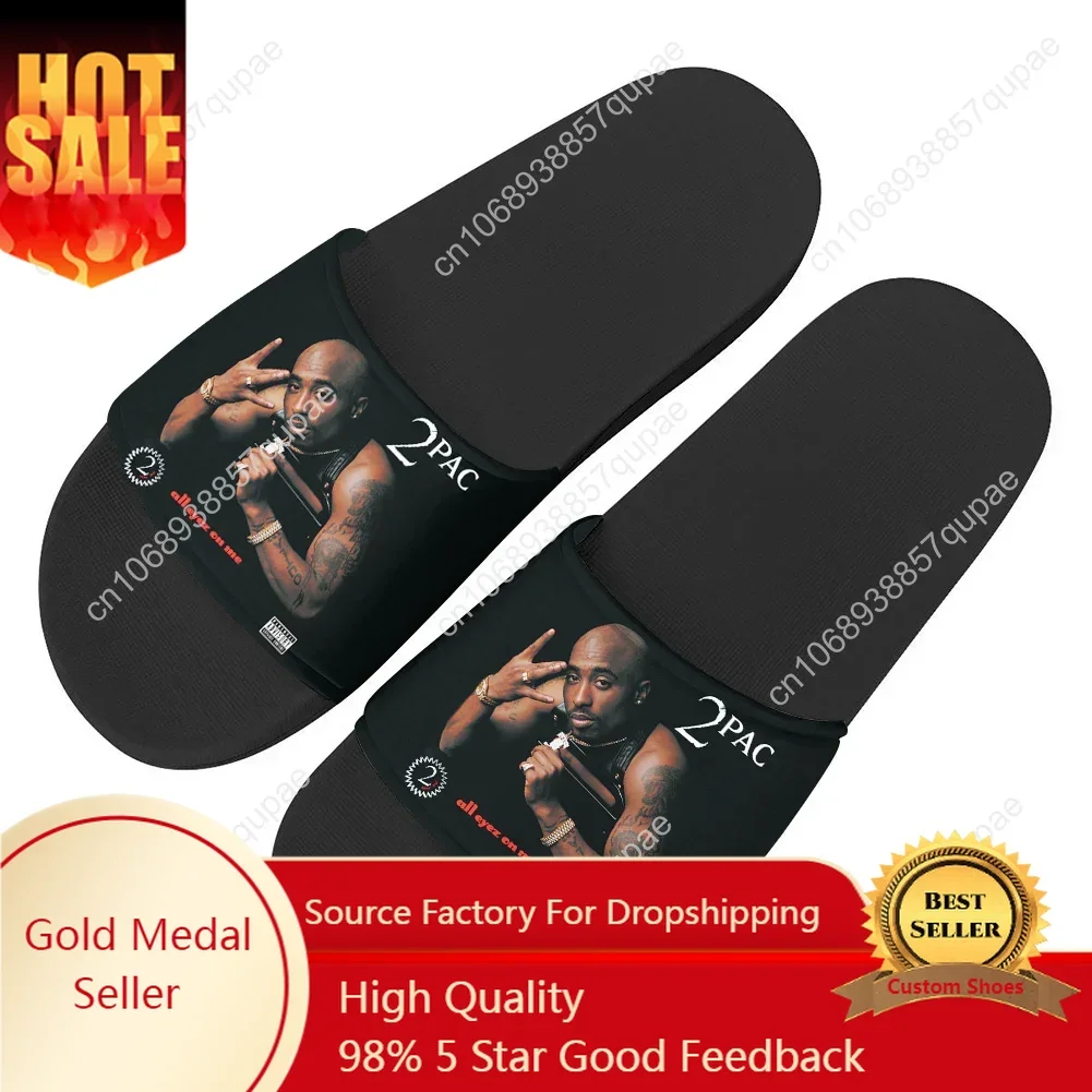 

Tupac Rapper 2Pac Slippers Home Water Shoes Rapper Hip hop singer Men Women Teenagers Beach Pool Sandals Custom Summer Slipper