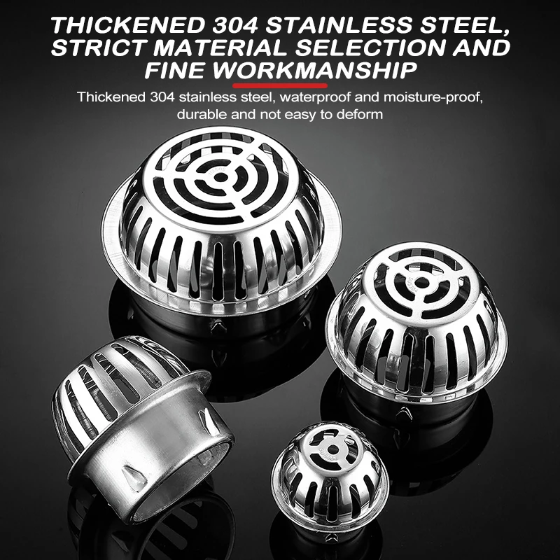 Balcony Roof Floor Drain Stainless Steel Round Large Displacement Anti-Blocking Filter Screen Cover Outdoor Floor Drain