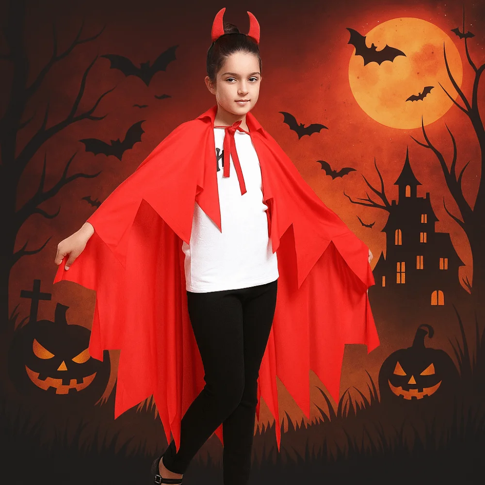 

С повязкой на голову, плащ демона, повязка на голову, халат, стильный костюм для косплея, костюм для косплея, полный костюм, красная вечерние маскарадная ткань