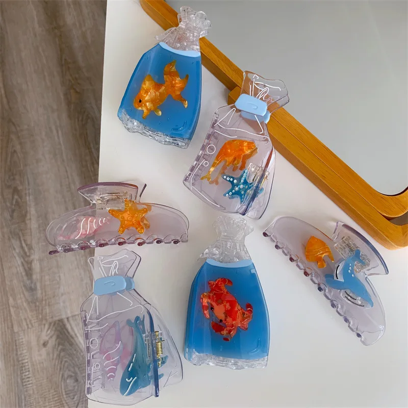 

1 Pcs Ladies' Hair Grabs New Korean Style Niche Simple Transparent Bag Starfish Hair Claws Personalized Funny Hair Accessories
