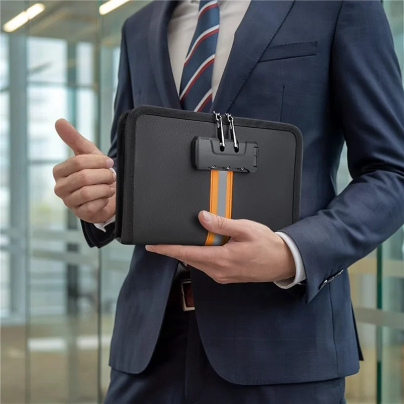【RECOMENDAR】Fireproof Money Bag With Lock And Zipper, Safe And Waterproof Design, Suitable For Storing For Cash, 8.2X5.7 Inch