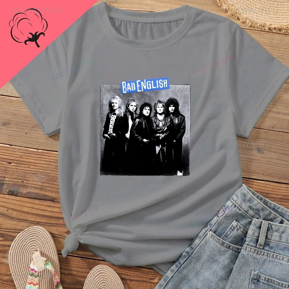 Retro New Style Bad English Rock Band Men's and Women's Universal Shirt with Pattern, Pure Cotton T-shirt #5