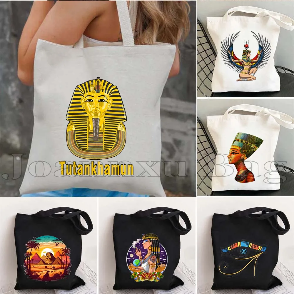 

Egyptian Pyramid Eye Of Horus Pharaoh Ancient Egypt Canvas Tote Bag Tutankhamon King Tut Isis Goddess Cotton Shopping Handbag