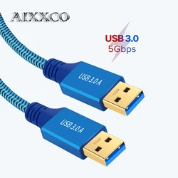AIXXCO USB to USB Extension Cable Type A Male to Male USB 3.0 2.0 Extender for Radiator Hard Disk TV Box USB 3.0 Cable Extension