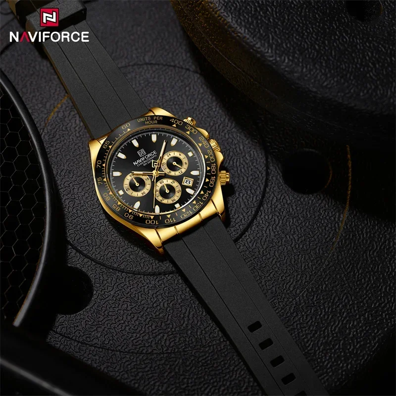 2024 NAVIFORCE Brand Fashion Men\'s Watches Luxury Luminous Silicone Strap Male Waterproof Sports Quartz Wristwatch