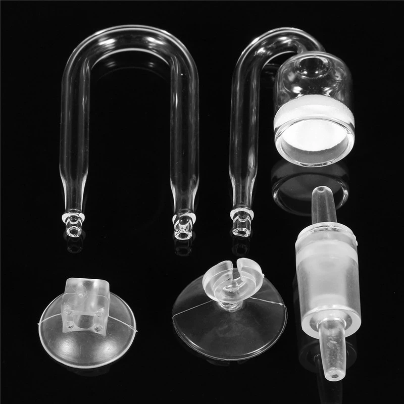 1 مجموعة حوض السمك نظام CO2 الناشر تحقق صمام U على شكل أنبوب زجاجي بيند ملحق DIY بها بنفسك نشر منظم شفط كأس أجزاء