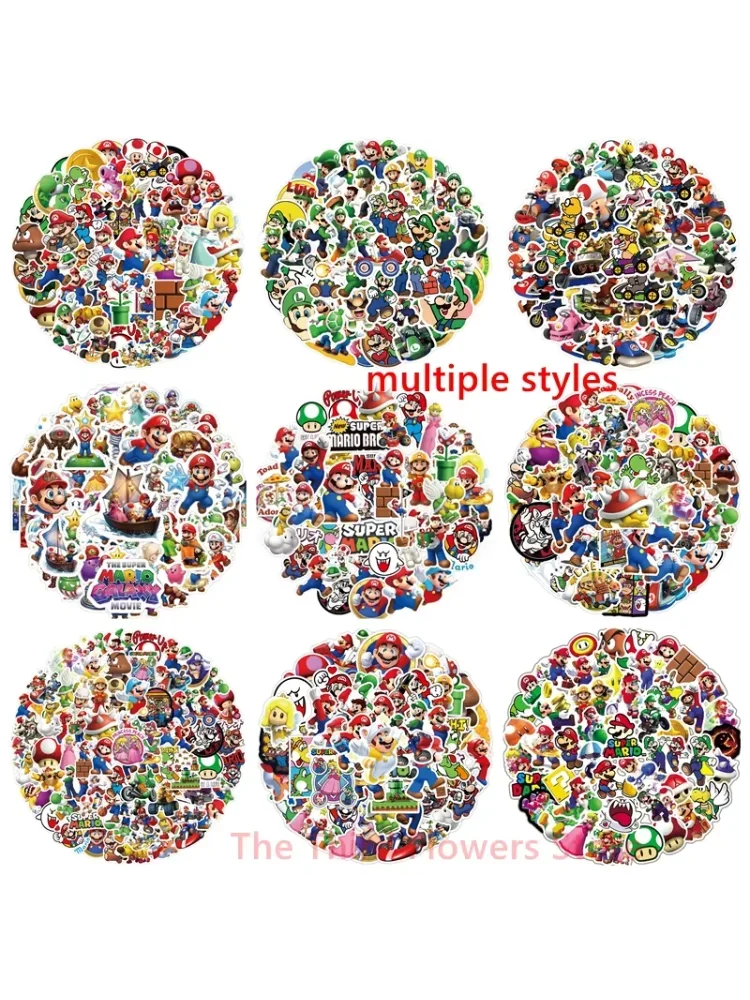 AliExpress Bandai 2026 Marios Game Stickers DIY Bike Travel Luggage Phone Guitar Laptop Classic Cartoon Mario Sticker Decals Fun for Toys Gift