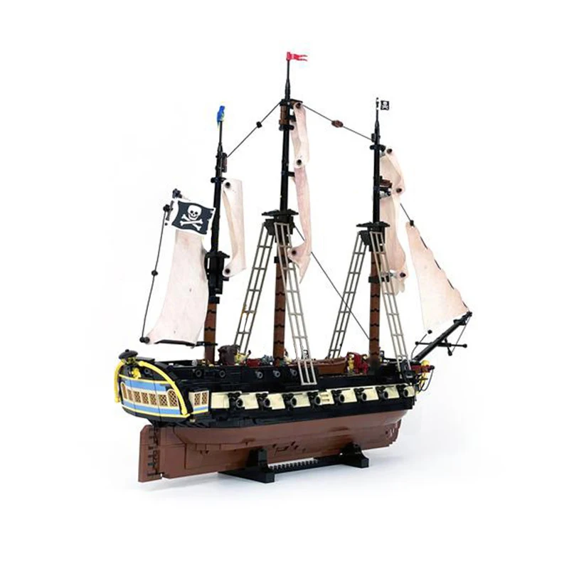 MOC Building Blocks Royal Navy Warship Model MOC Pirate Ship Exploration Bricks Modular Privateer Frigate Children\'s Toy Gift