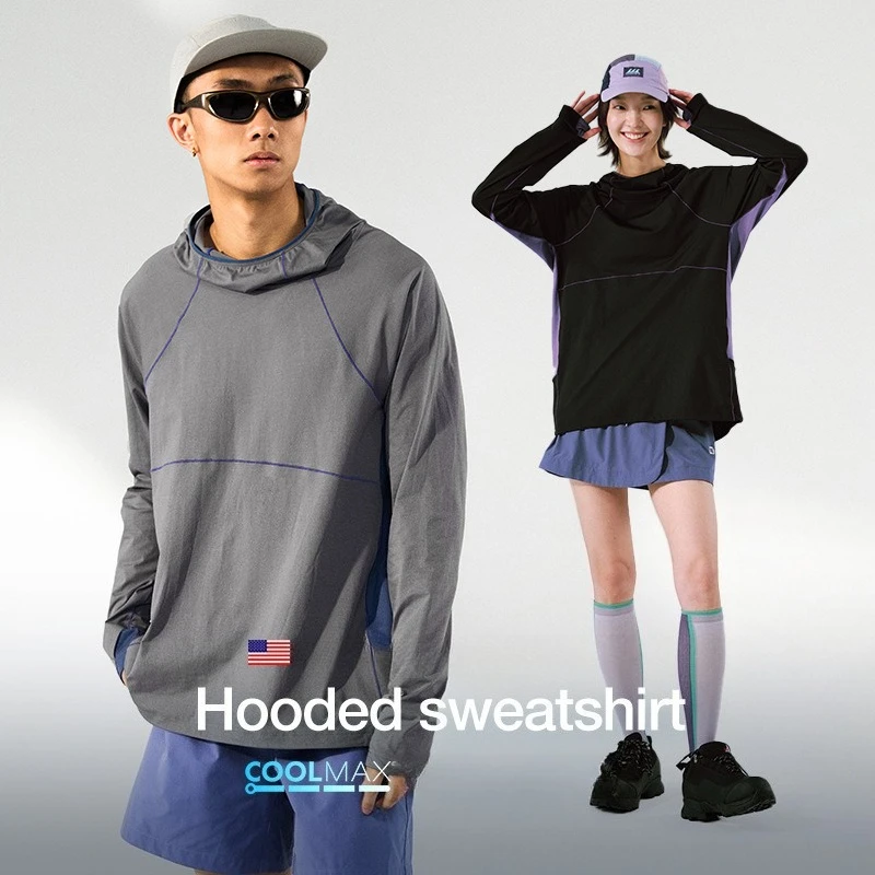 New Autumn COOLMAX Breathable Hooded Sweatshirt for Outdoor Sports Breathable, Sweat-wicking Sports Outdoor Lightweight T-shirt.