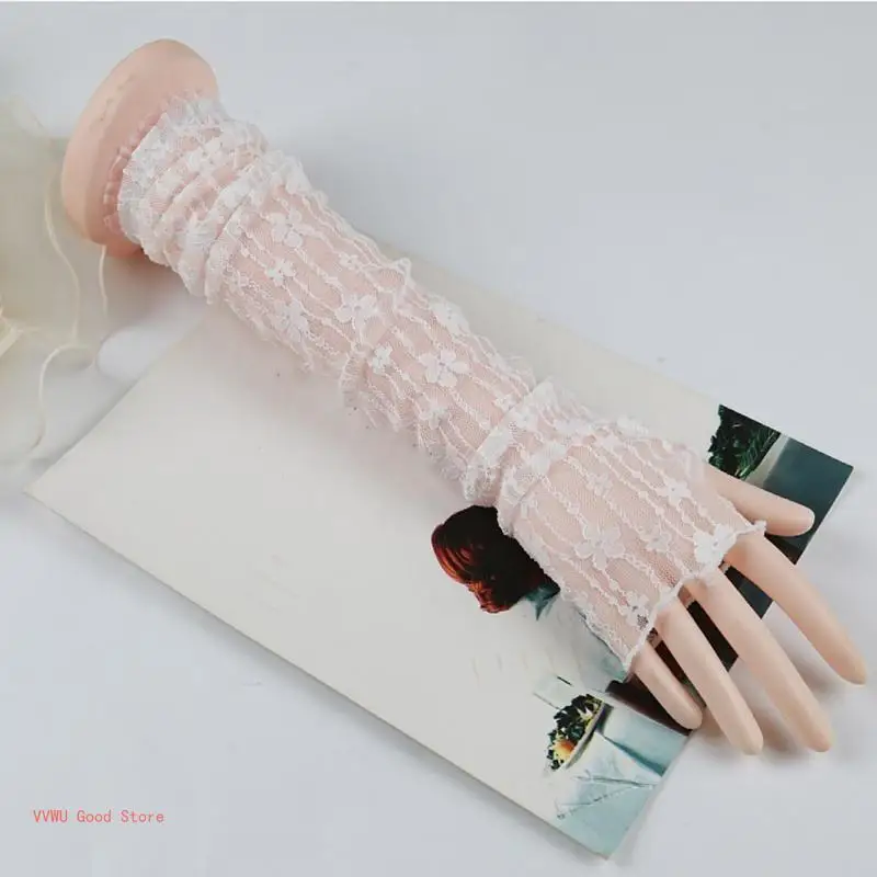 Women Hollow Gloves Wedding Party Bride Mittens Sheer Mesh Half Finger Gloves