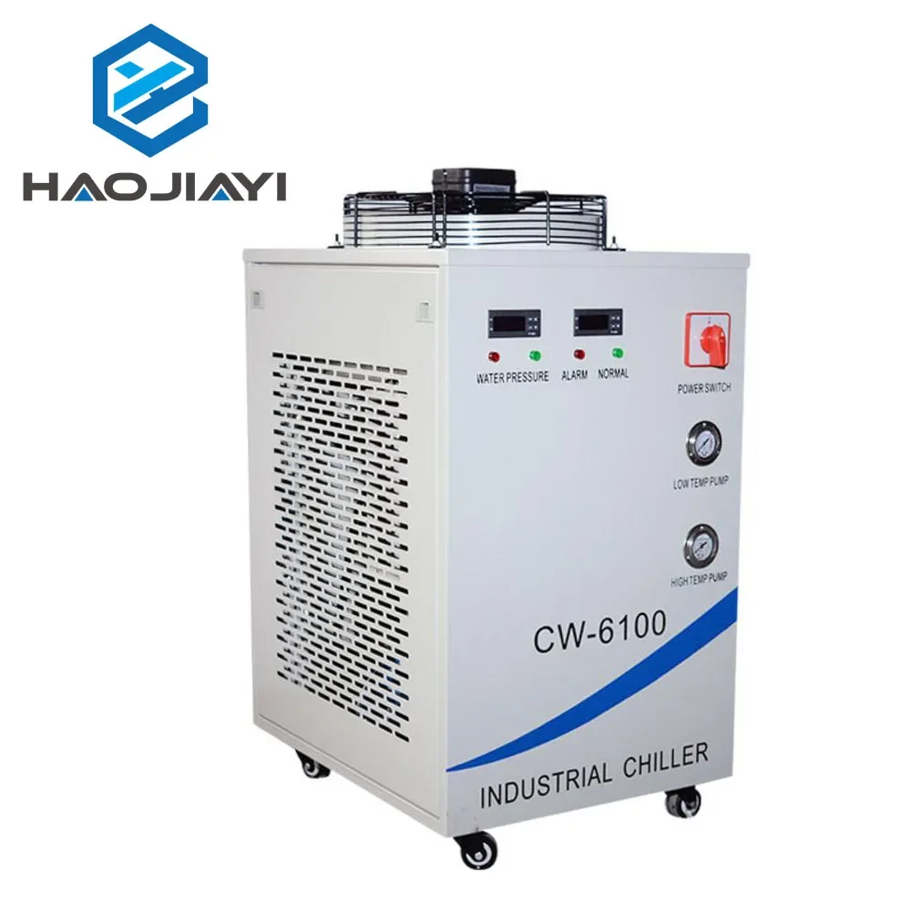 

HAOJIAYI 220V CW-6100AH CNC Spindle Water Chiller For Cooling Dual 200W or Single 400w CO2 Laser Tubes