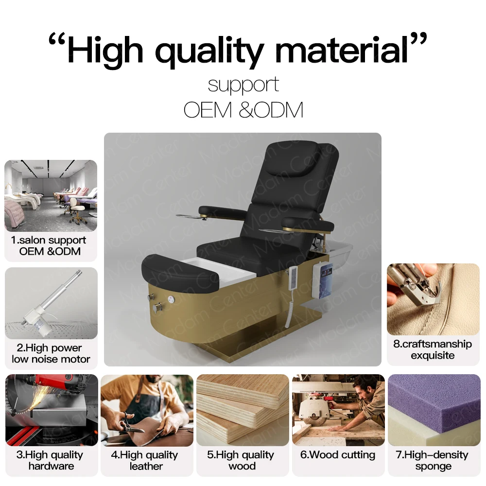 Madamcenter Modern Multifunction Adjustable Electric Beauty Salon Spa Chair with Ceramic Basin for Pedicure Shampoo Head Washing