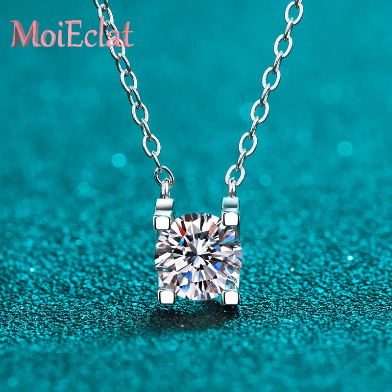Unieke opvallende 0,5/1/2ct Milgrain-rand Moissanite hanger ketting voor vrouwen, 18K Rose Gold sleutelbeen ketting edelsteen sieraden