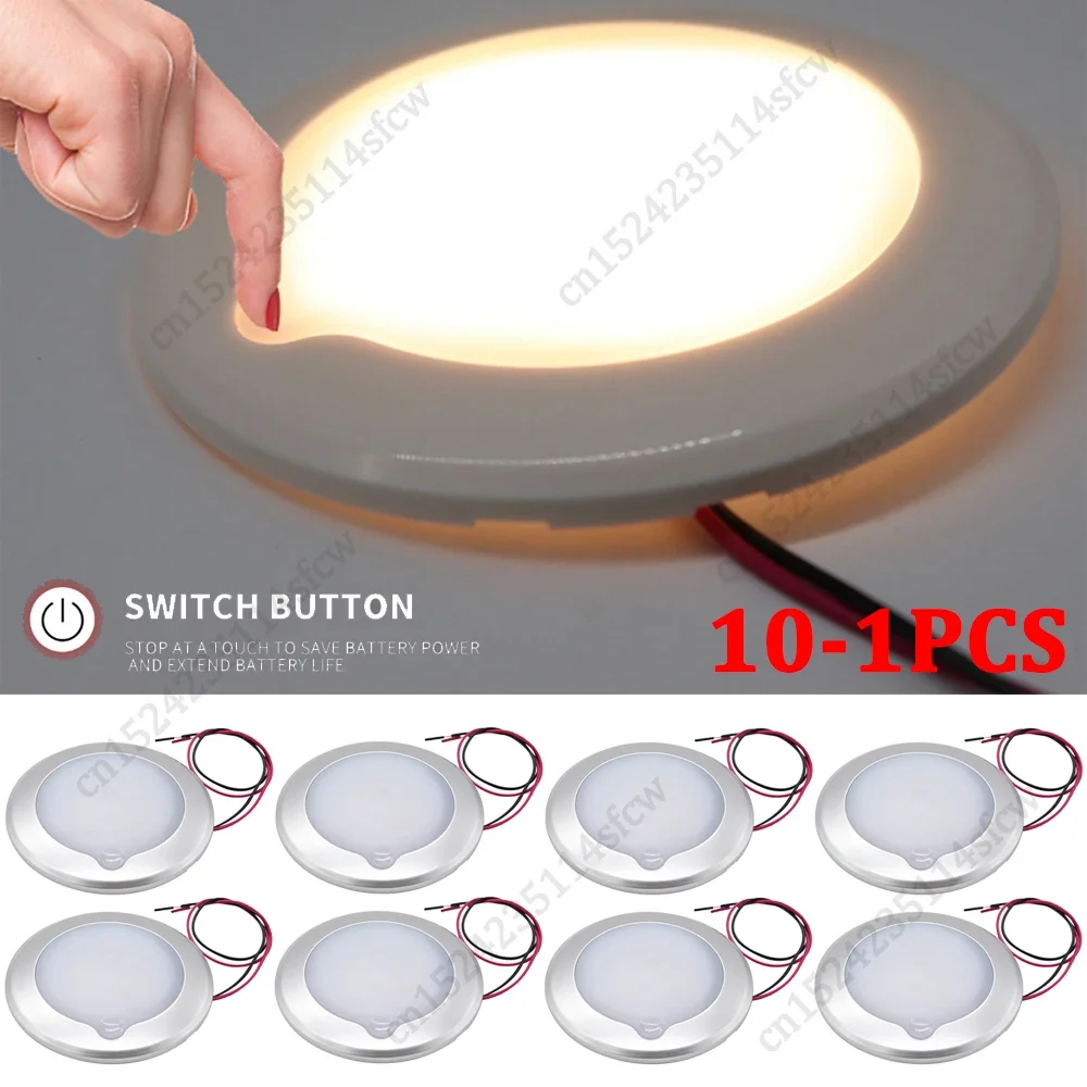 

10-1PCS RV Roof Ceiling Lights IP67 Waterproof 5 Gear Touch Dimmable Camper Caravan Marine Interior Reading Lamp LED Dome Light