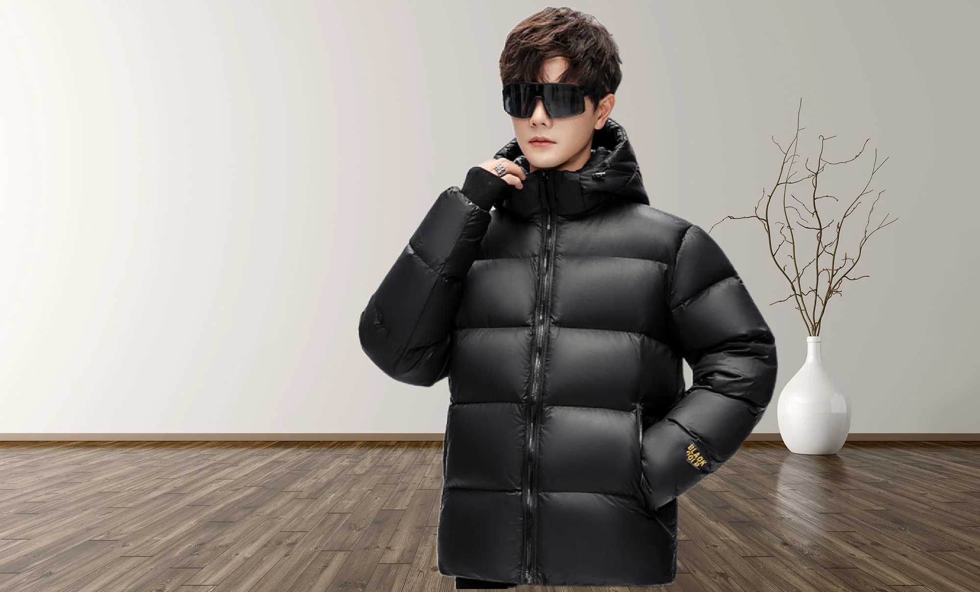 Men's down jacket, high-quality fabric, soft and comfortable, white duck down filling, fashionable and casual warm down jacket